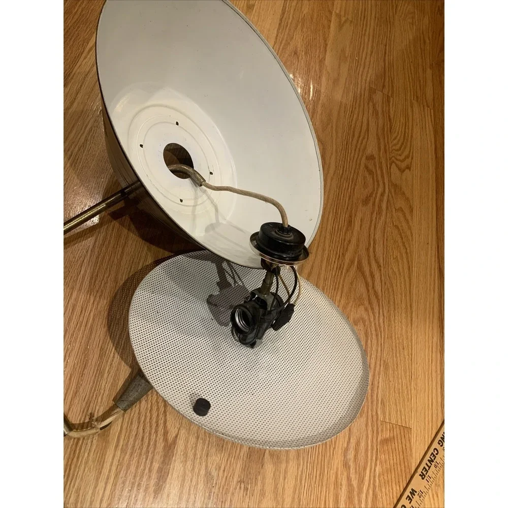 Vintage Midcentury Tolewear Retractable Ceiling Light